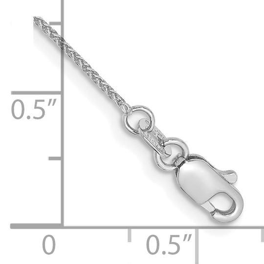 Spiga de 14k WG de 0,85 mm con cadena con cierre de langosta