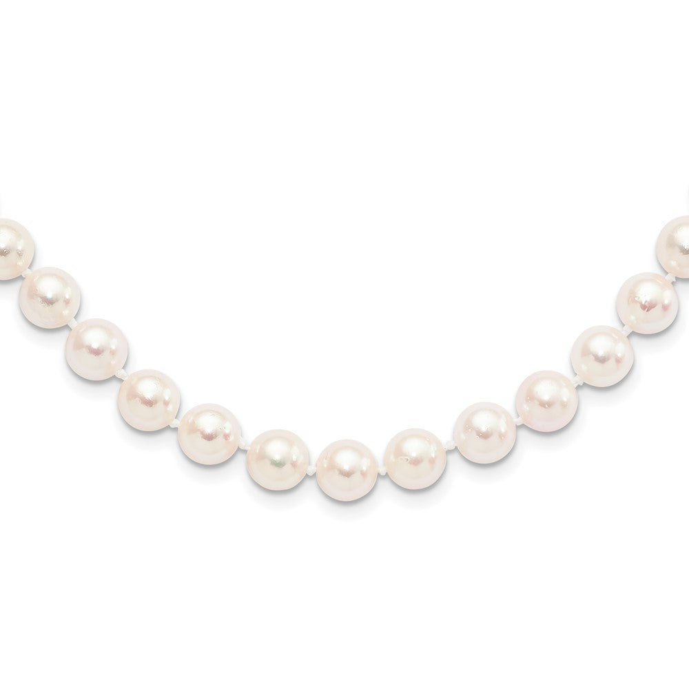 Collar de perlas cultivadas Akoya de agua salada blanca redonda de 14 k, 8-9 mm