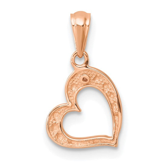 Colgante de Corazón en Oro Rosa de 14k con Diamante de 0.01 ct