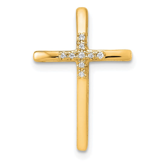 Dije de cruz con diamantes, en oro de 14k