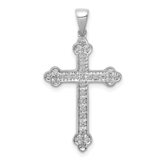 Colgante de cruz de diamantes en oro blanco de 14 k