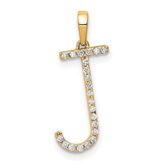 Dije Inicial "J" en Oro Amarillo de 14K con Diamante