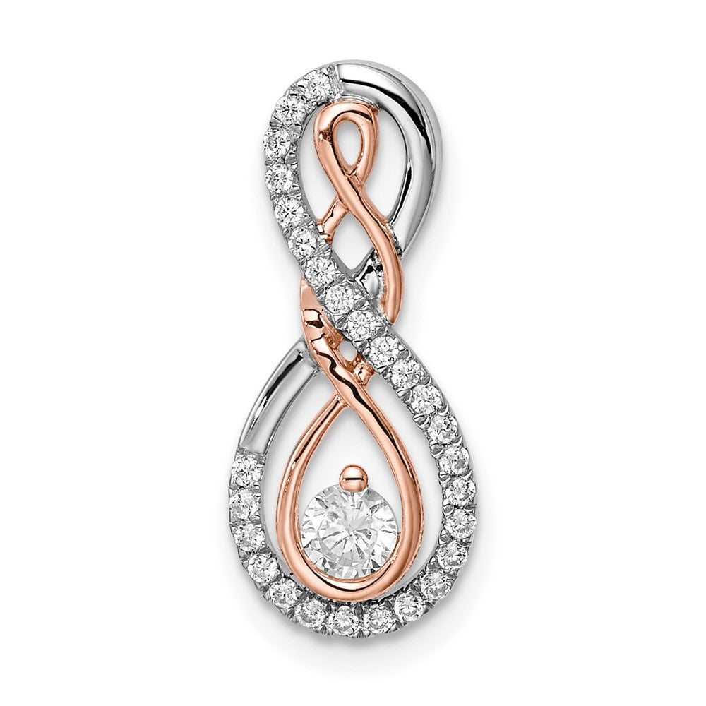 Diapositiva de cadena con diamantes infinitos en blanco y rosa de dos tonos de 14k