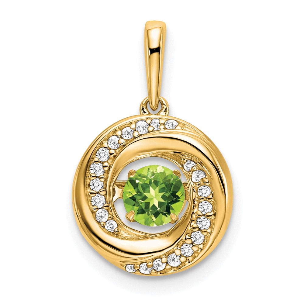 Colgante de diamantes y peridoto redondo de 14 k