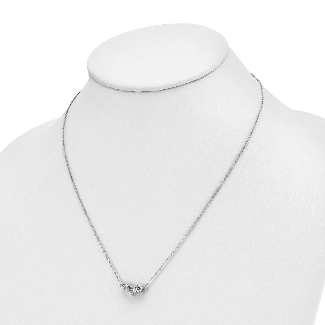 Collar completo de oro blanco de 14 quilates con diamantes cultivados en laboratorio VS/SI FGH de 3 piedras