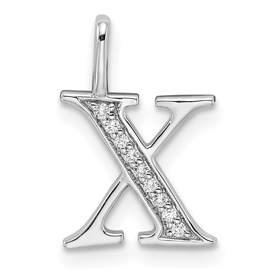 Colgante Inicial "X" en Oro Blanco de 14k con Diamante