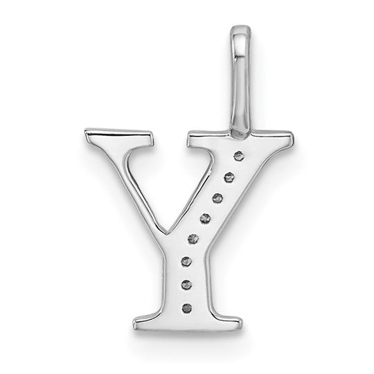 Colgante Inicial "Y" en Oro Blanco de 14k con Diamantes