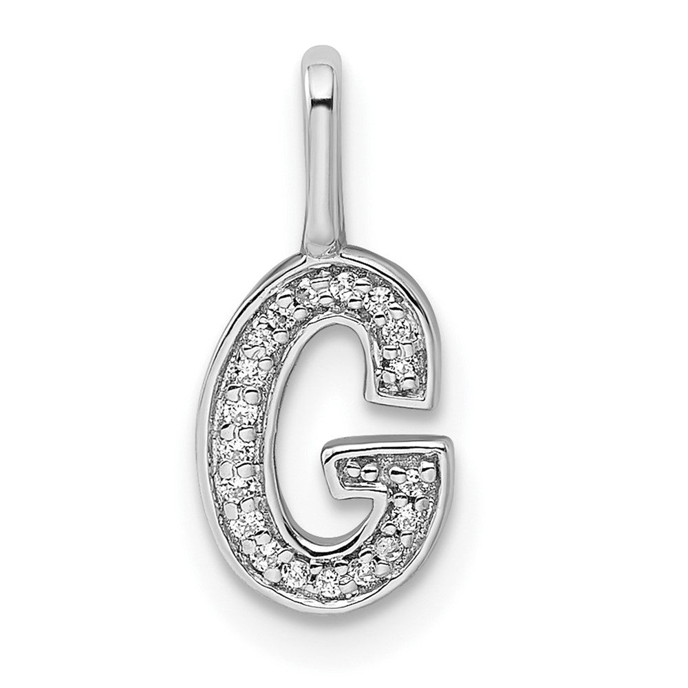 Colgante con inicial en forma de letra G con diamantes en oro blanco de 14 quilates