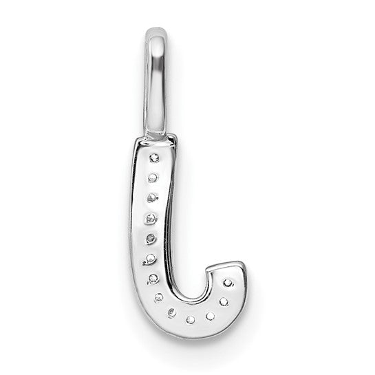 Dije de Inicial "J" con Diamante en Oro Blanco de 14k