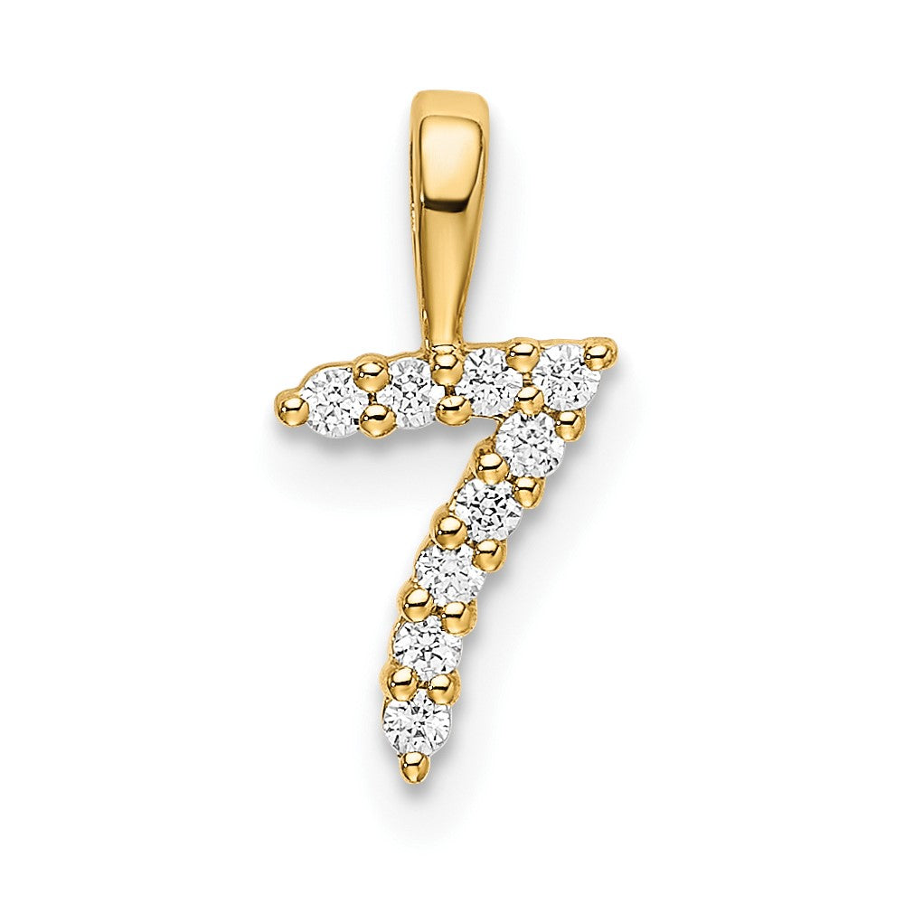 Colgante número 7 de diamantes de 14 quilates
