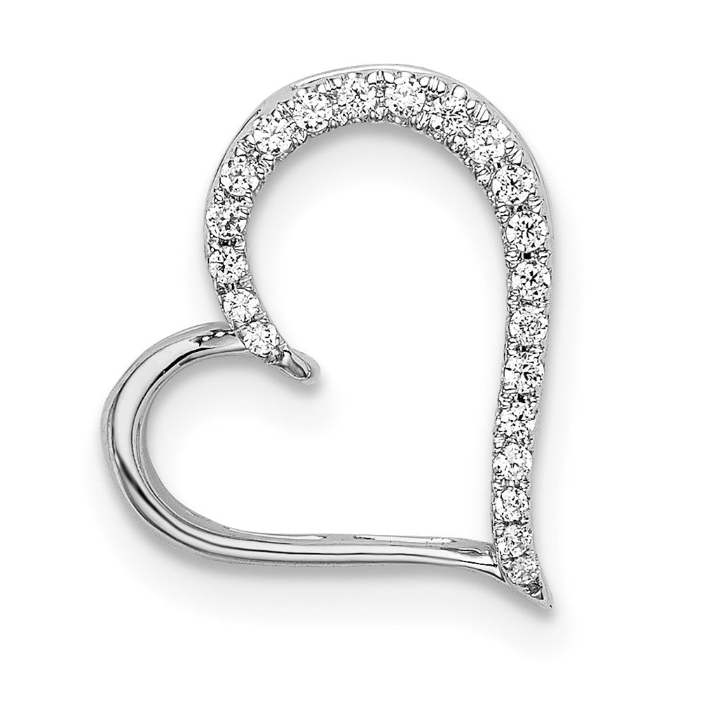 Diapositiva de cadena con forma de corazón y diamantes en oro blanco de 14 k