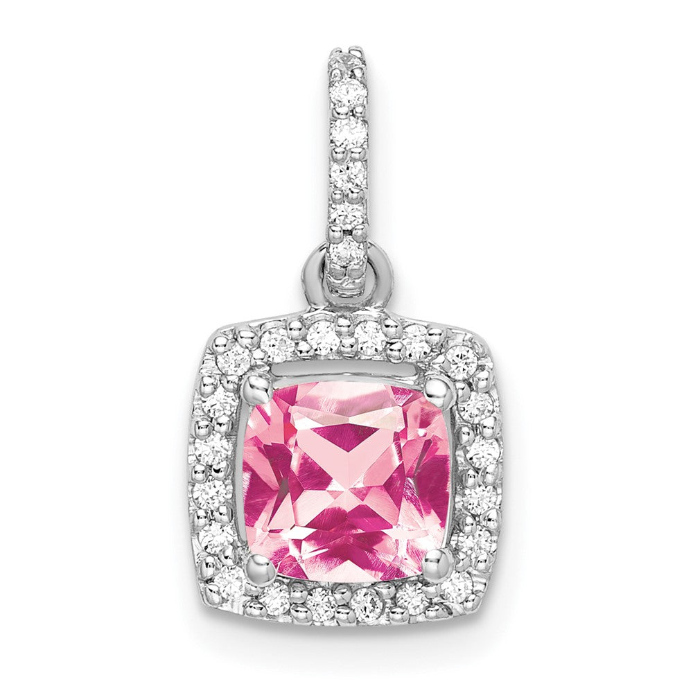 Colgante de diamantes y turmalina rosa en oro blanco de 14 k