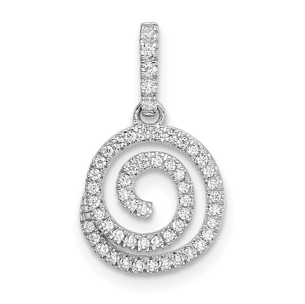 Colgante de diamantes en forma de remolino circular de oro blanco de 14 k