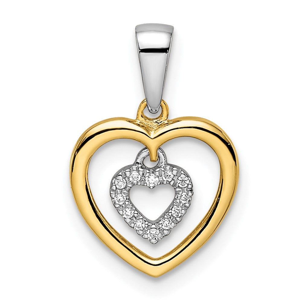 Colgante de diamantes en forma de corazón de dos tonos de 14 k