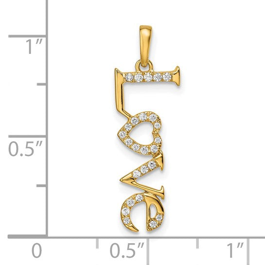 Colgante de Diamantes "LOVE" en Oro de 14k Pulido