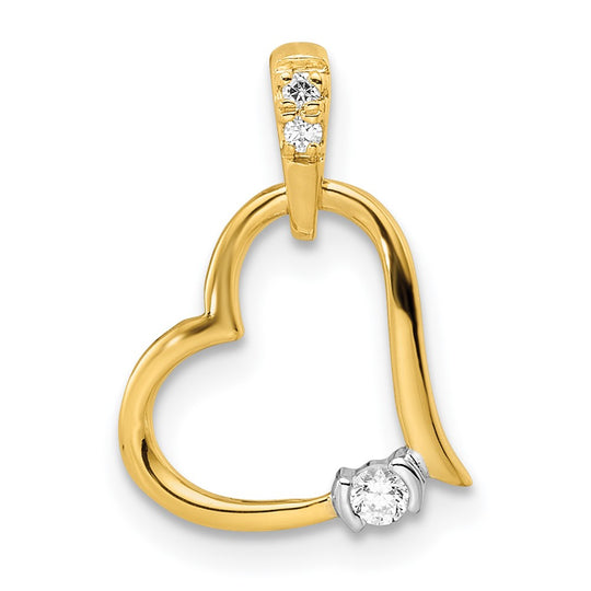 Colgante de Corazón con Diamante en Oro de 14K Bicolor Pulido