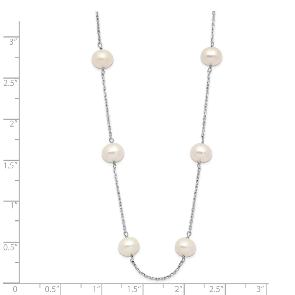 Collar de 12 estaciones con perlas cultivadas redondas blancas de 6 a 7 mm de oro blanco de 14 quilates