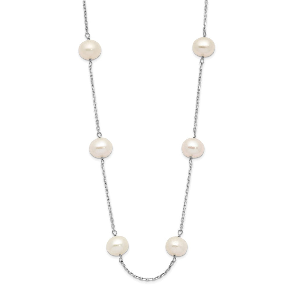 Collar de 12 estaciones con perlas cultivadas redondas blancas de 6 a 7 mm de oro blanco de 14 quilates