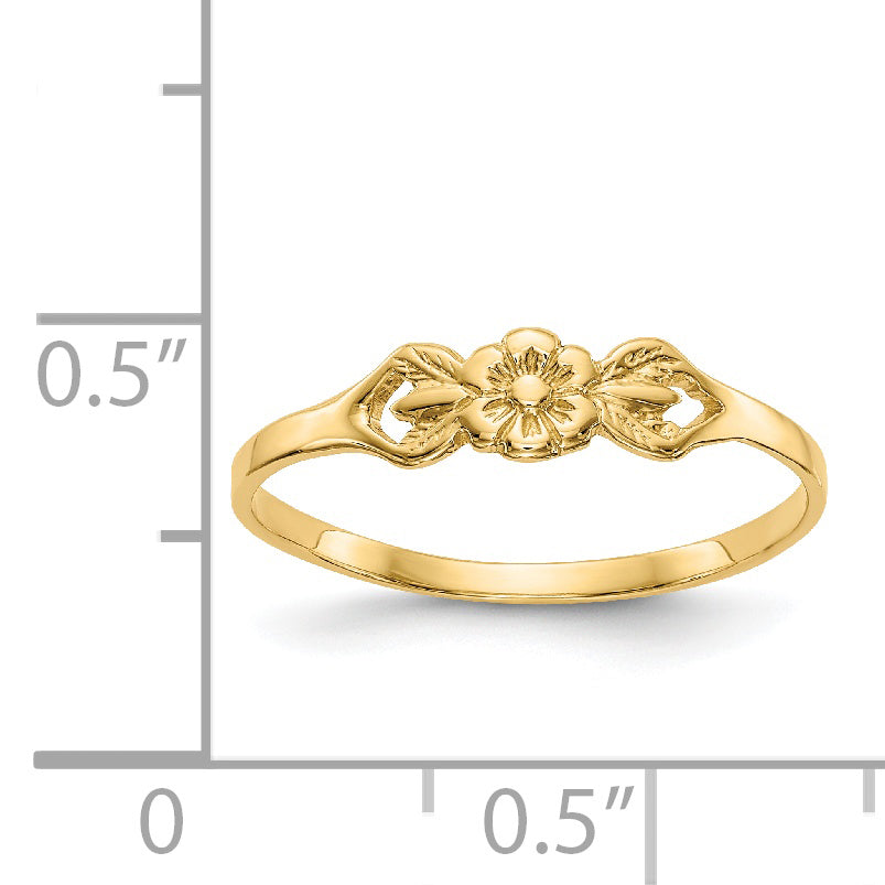 Anillo de Bebé con Flor en Oro de 14k