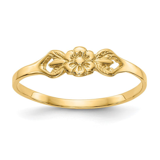 Anillo de Bebé con Flor en Oro de 14k