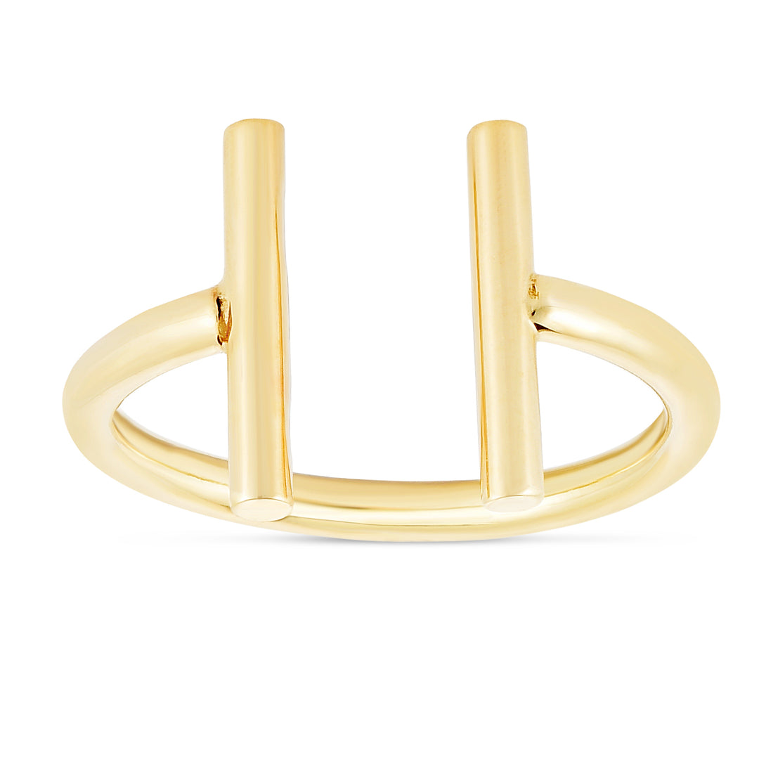 Anillo Abierto de Doble Barra en Oro Amarillo de 14k