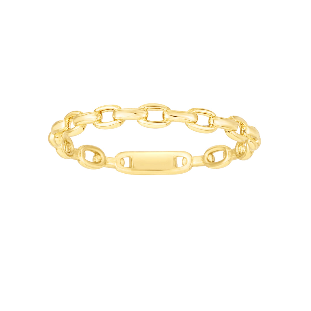 Anillo de Eslabones Ovalados en Oro Amarillo de 14k