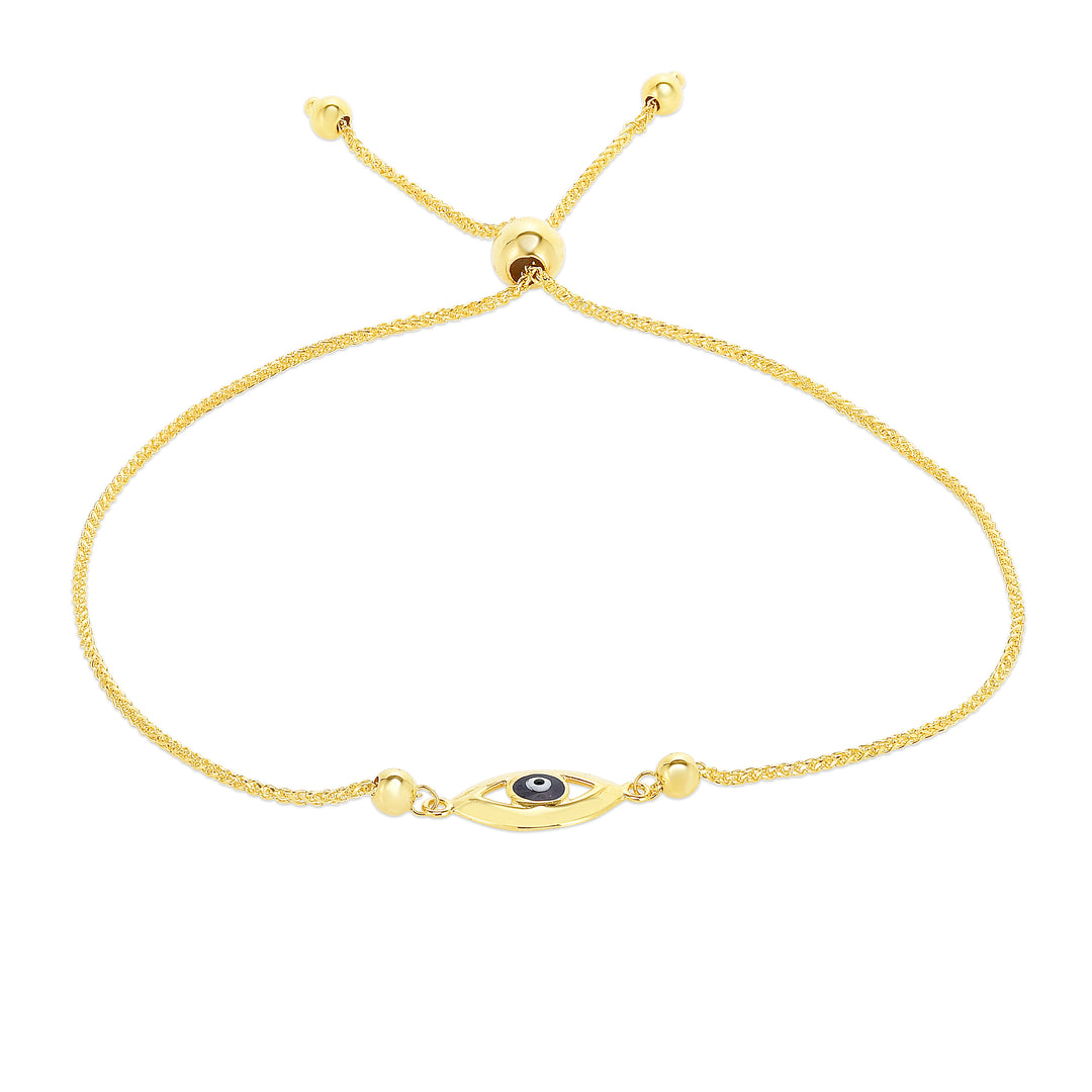 Pulsera de la amistad con ojos de oro de 14 quilates