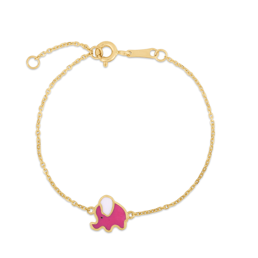 Pulsera de elefante esmaltada en oro de 14 quilates