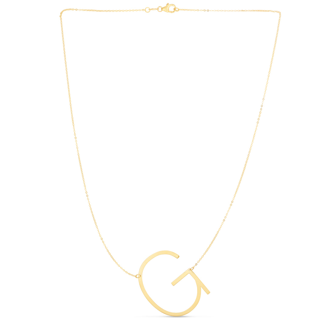 Collar con inicial G grande de oro de 14 quilates