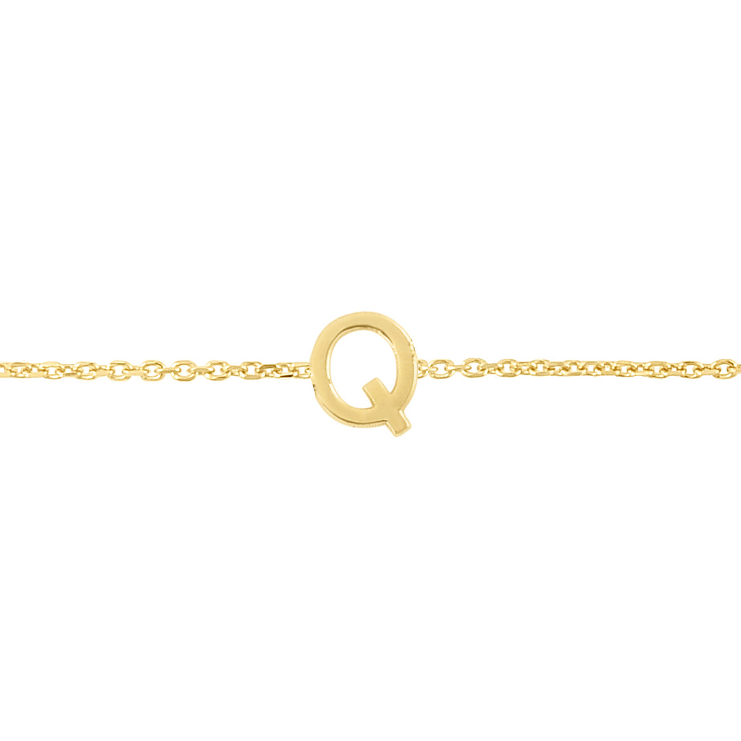 Pulsera con inicial Q mini de 14 quilates