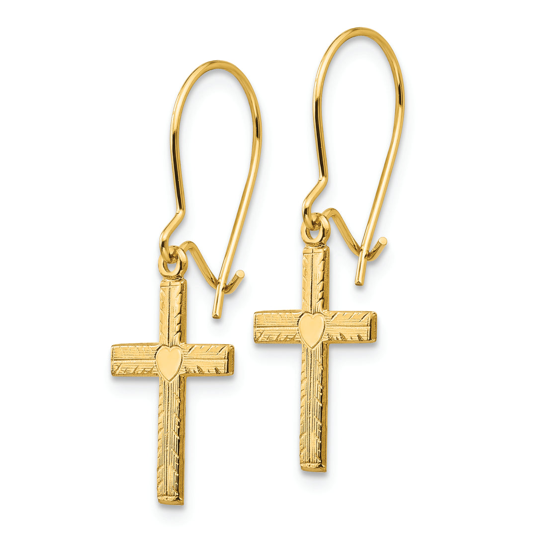 Aretes Cruzados Satinados y Pulidos en Oro de 14k