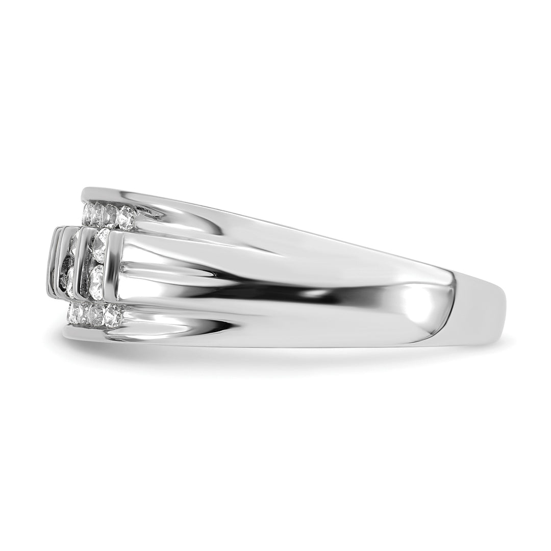 Anillo para Hombre de Oro Blanco 10k con Diamante de 1/2 Quilate Creado en Laboratorio (VS/SI+ G+)-Banda de Boda Completa