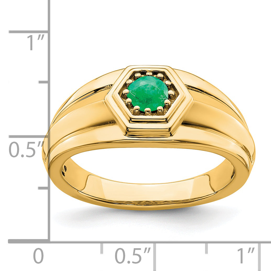 Anillo para Caballero con Esmeralda en Oro de 14k