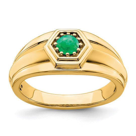 Anillo para Caballero con Esmeralda en Oro de 14k