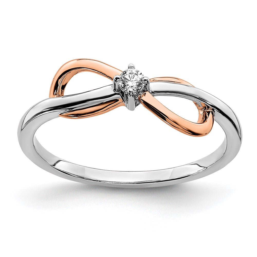 Anillo de Infinito en Oro Bicolor Blanco y Rosa de 14k Pulido con Diamante