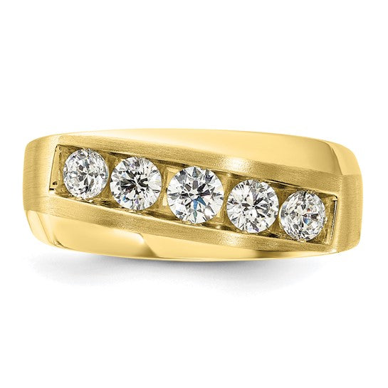 Anillo de Hombre de Oro Blanco Pulido y Satinado de 14K con Diamantes