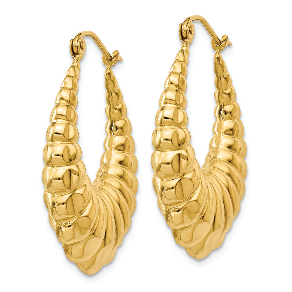 Aretes de Aro Hueco Festoneados Pulidos en Oro de 14k