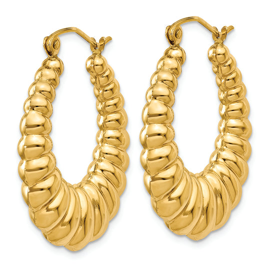 Aretes de Aro Festoneados Pulidos en Oro de 14k