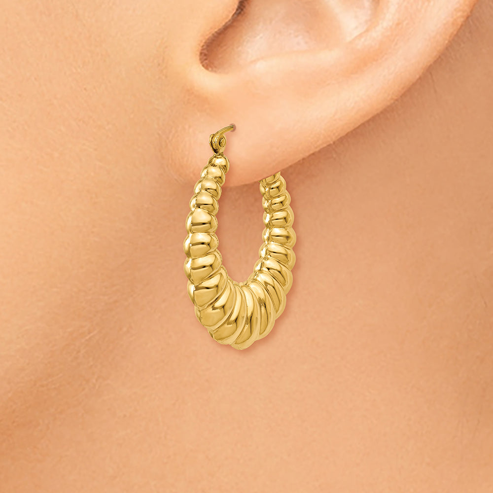 Aretes de Aro Festoneados Pulidos en Oro de 14k