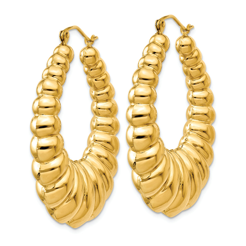 Aretes de Aro Festoneados Pulidos en Oro de 14k