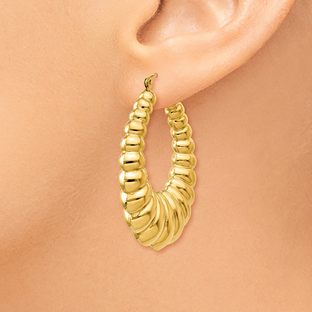 Aretes de Aro Festoneados Pulidos en Oro de 14k