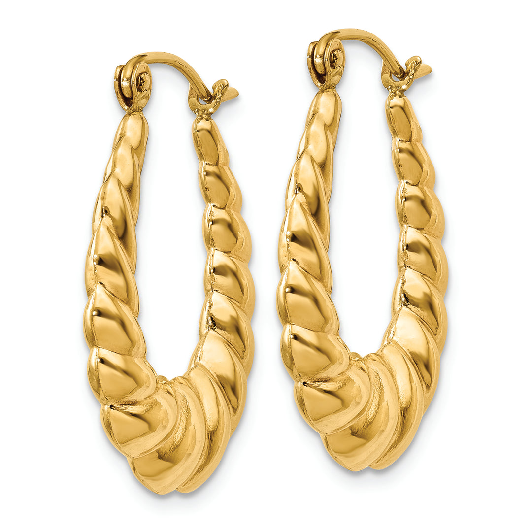 Aretes de Aro Huecos Trenzados Pulidos en Oro de 14k