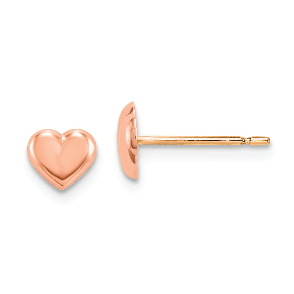 Aretes de Corazón en Oro Rosa Madi K de 14k