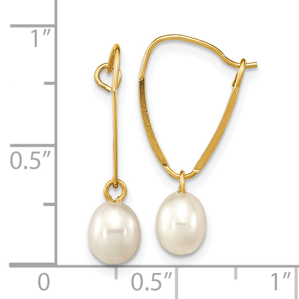 Aretes Colgantes de Perlas FWC de Color Blanco Arroz Madi K