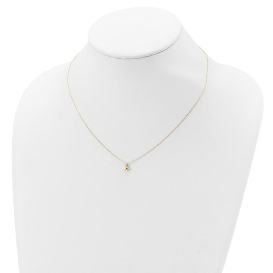 Collar con Corazón Hinchado Pulido en Oro Amarillo de 14K – 16.5 pulgadas