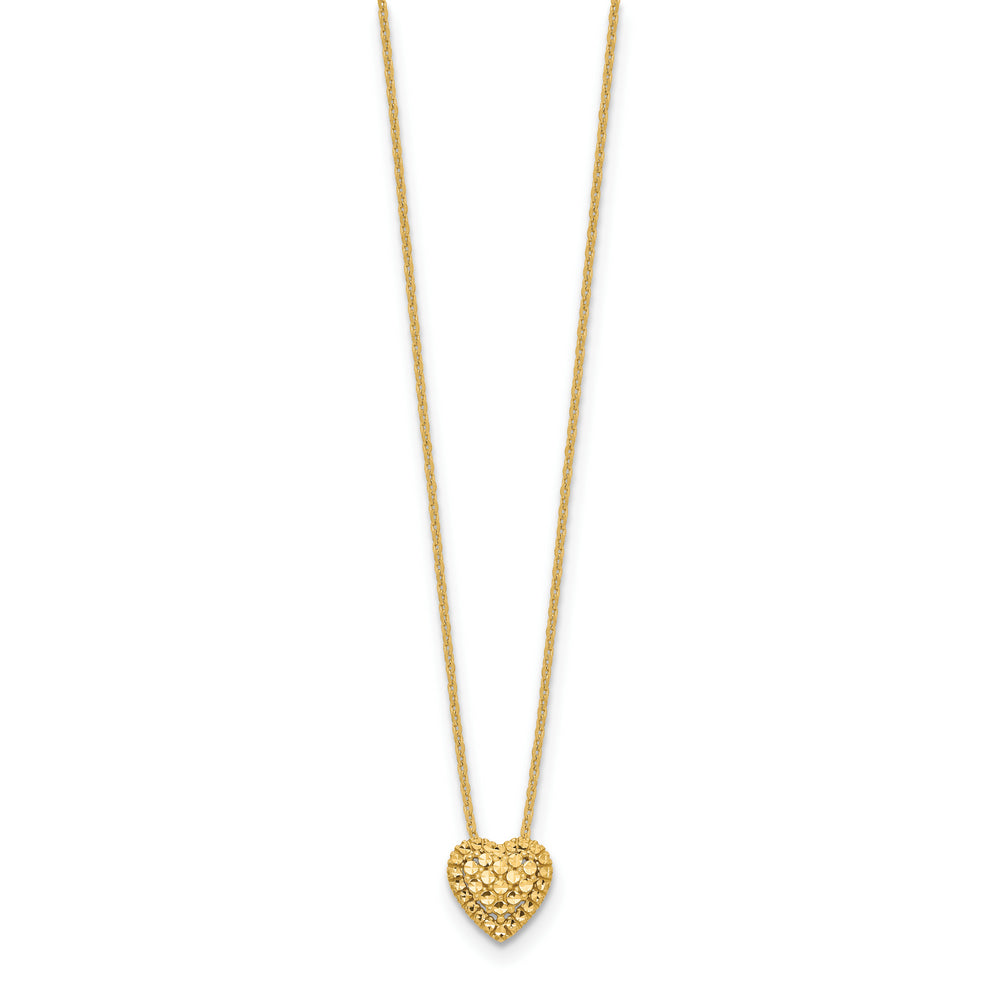 Collar con forma de corazón de talla diamante de 14k