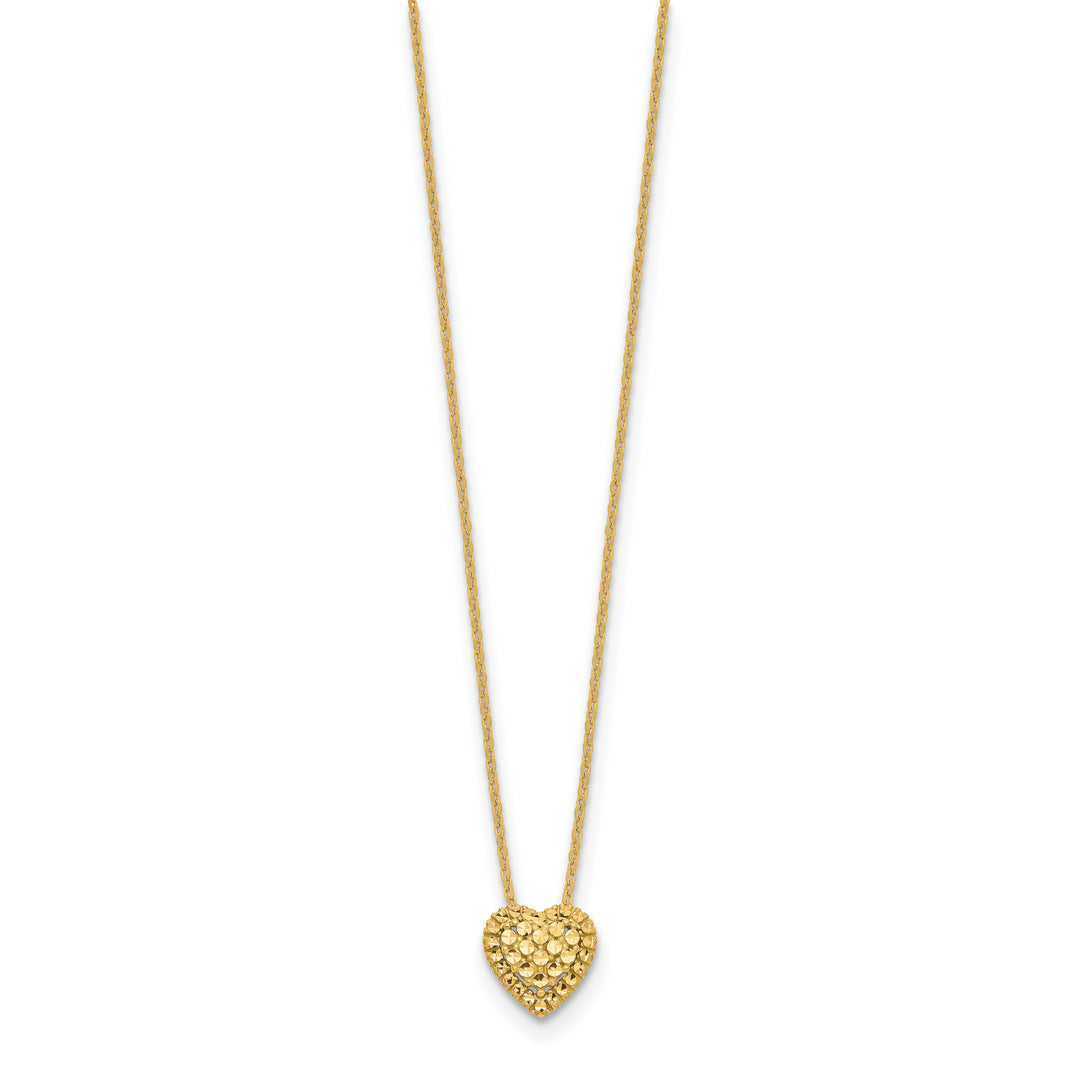 Collar con forma de corazón de talla diamante de 14k