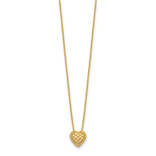 Collar con forma de corazón de talla diamante de 14k