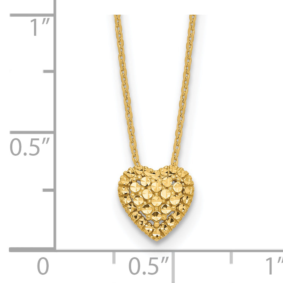 Collar con forma de corazón de talla diamante de 14k