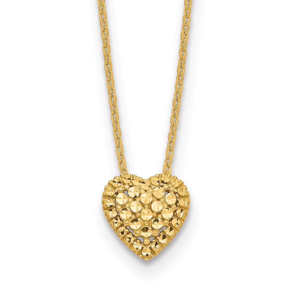 Collar con forma de corazón de talla diamante de 14k